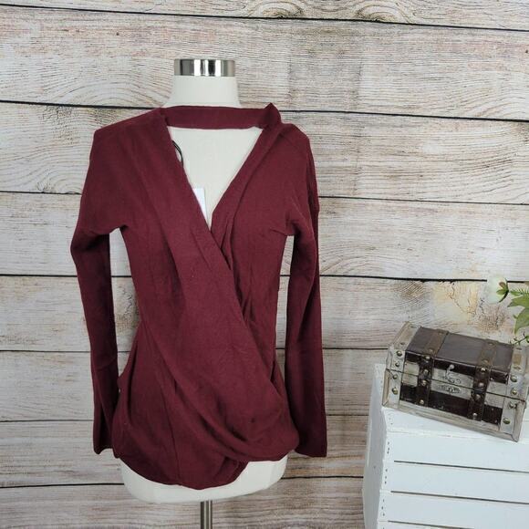 NWT Vimmia Shavasana Reversible Sweater Color Burgundy Red Size Large - Picture 2 of 7